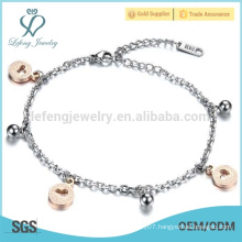 Newest charm titanium steel ankle bracelet,silver chain ankle bracelet